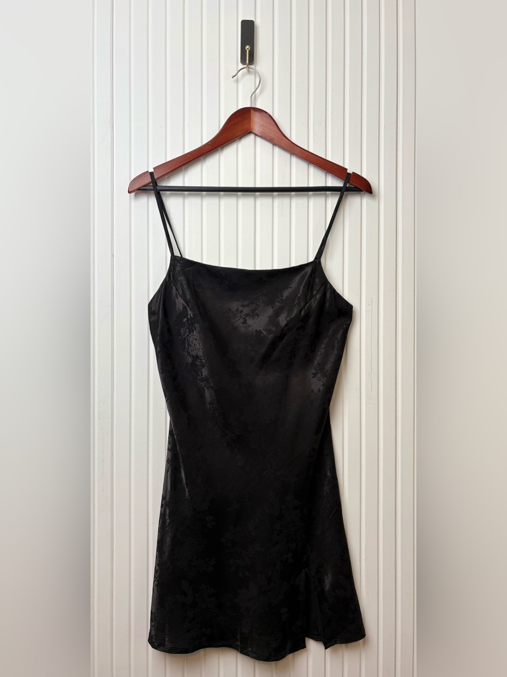 Princess Polly Womens Black Floral Satin Slip Mini Dress 8 Whimsigoth Minimalist
